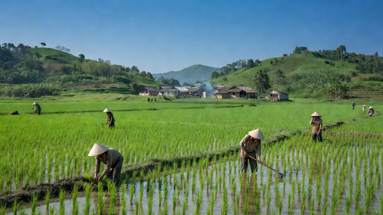 Cảnh đẹp Xã Thạnh Qưới, huyện Vĩnh Thạnh, Cần Thơ với cánh đồng xanh và cuộc sống nông thôn.