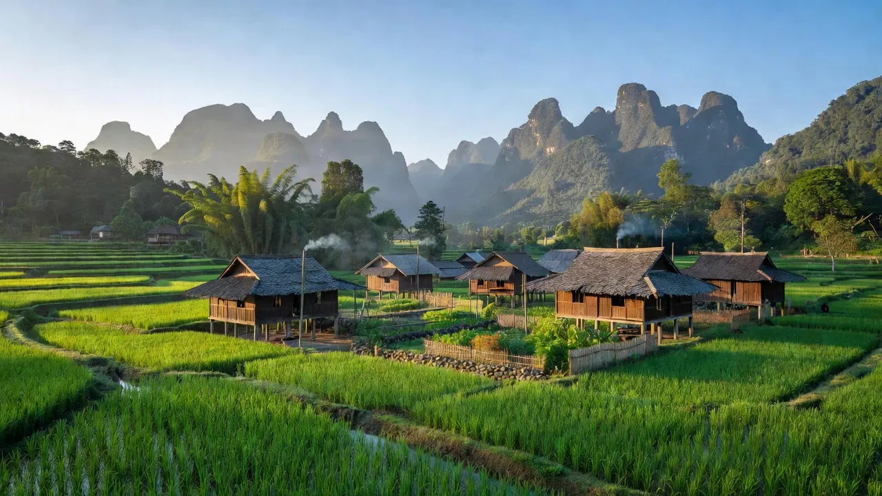 Cảnh đẹp xã Nam Quang, huyện Bảo Lâm, tỉnh Cao Bằng với cảnh quan thiên nhiên xanh tươi.