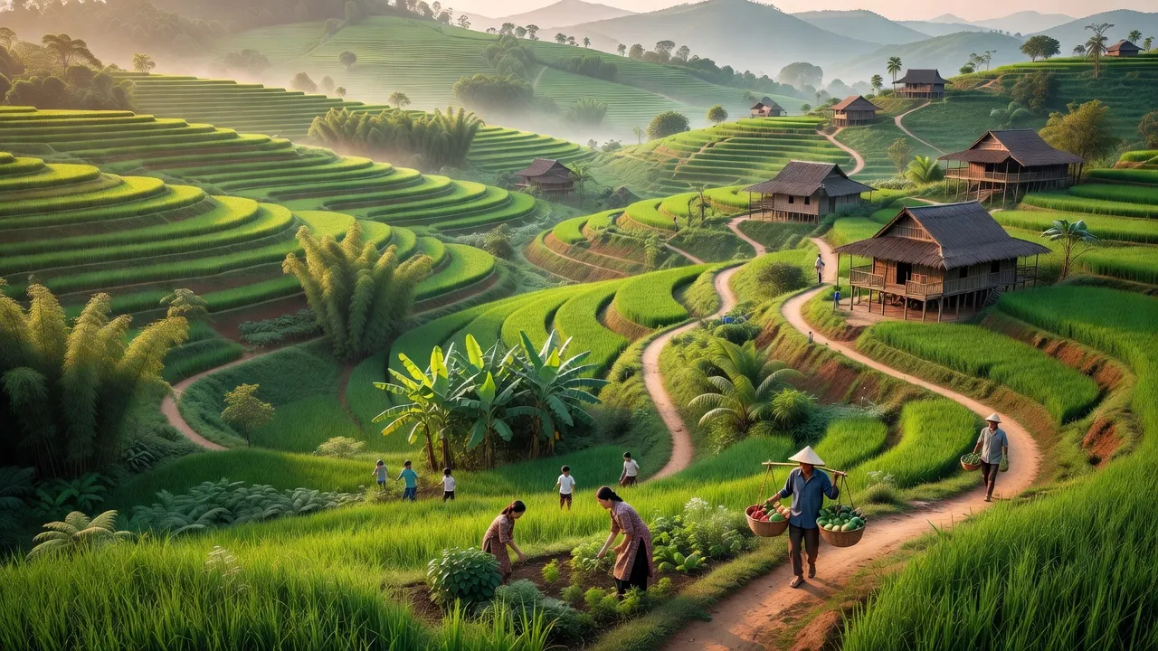 Khung cảnh Xã Thành Công, Huyện Nguyên Bình, đồi núi xanh tươi và con đường nông thôn.