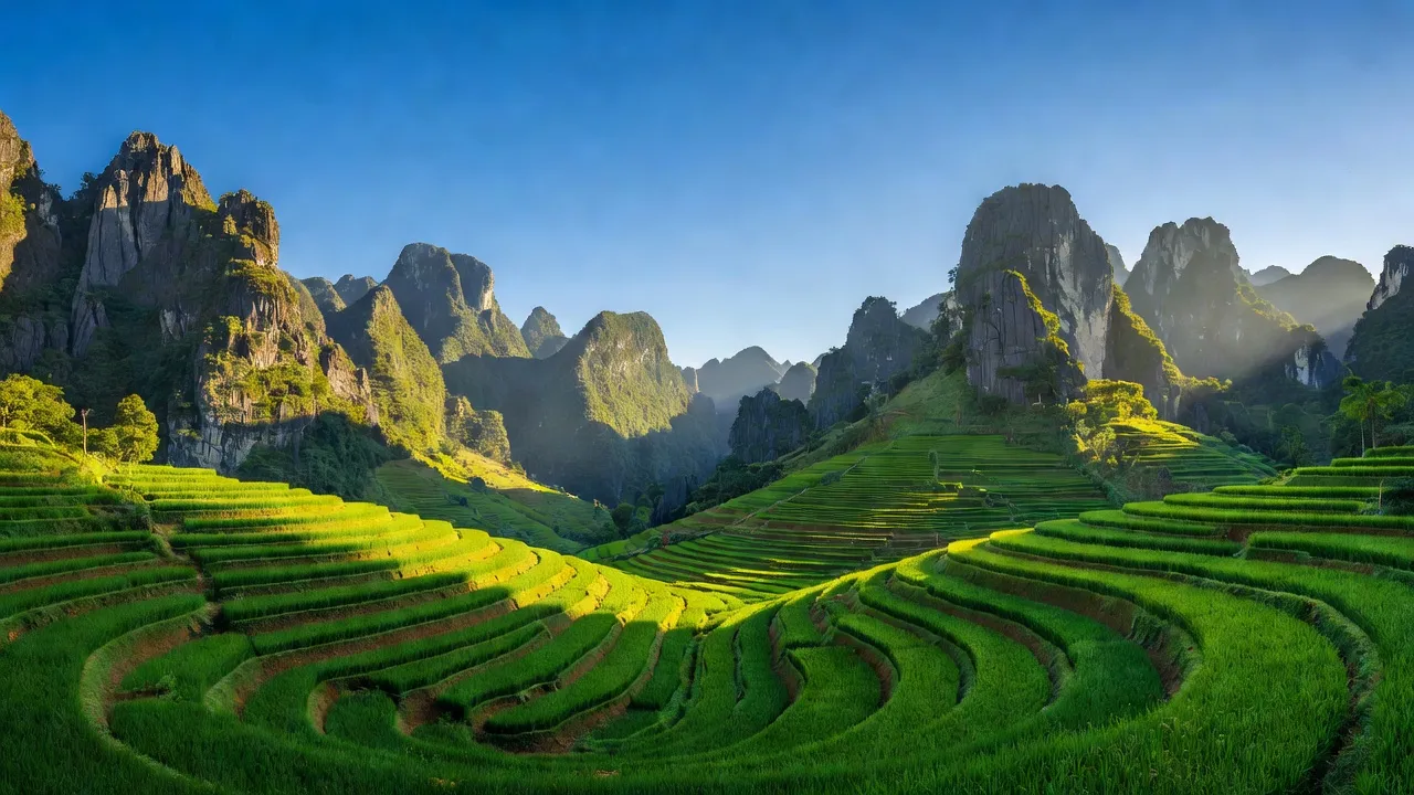 Cảnh đẹp xã Vũ Nông huyện Nguyên Bình, núi đá và ruộng bậc thang xanh tươi