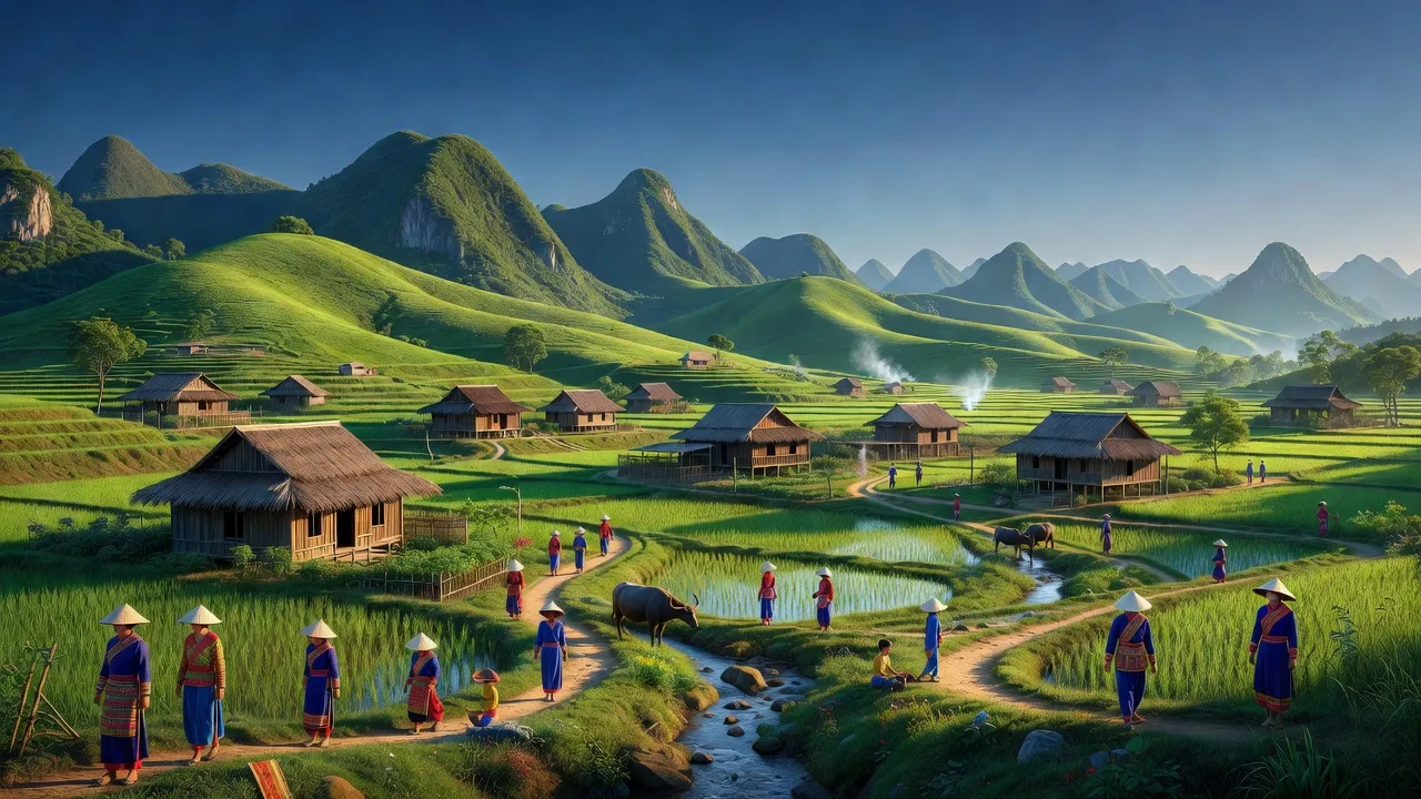 Cảnh đẹp xã Cách Linh, huyện Quảng Hòa, tỉnh Cao Bằng với đồi núi xanh mát.