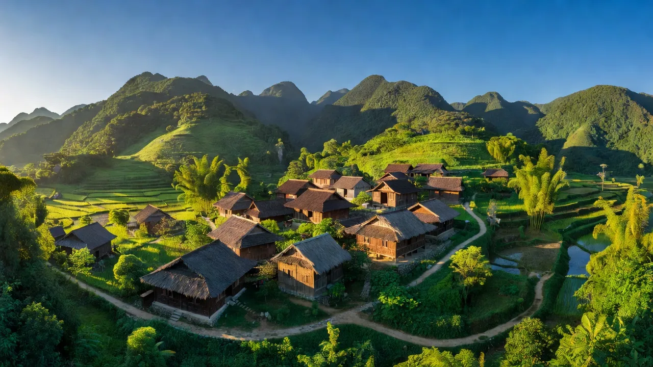 Phong cảnh xã Đình Phong, Huyện Trùng Khánh, Tỉnh Cao Bằng với núi non xanh tươi.