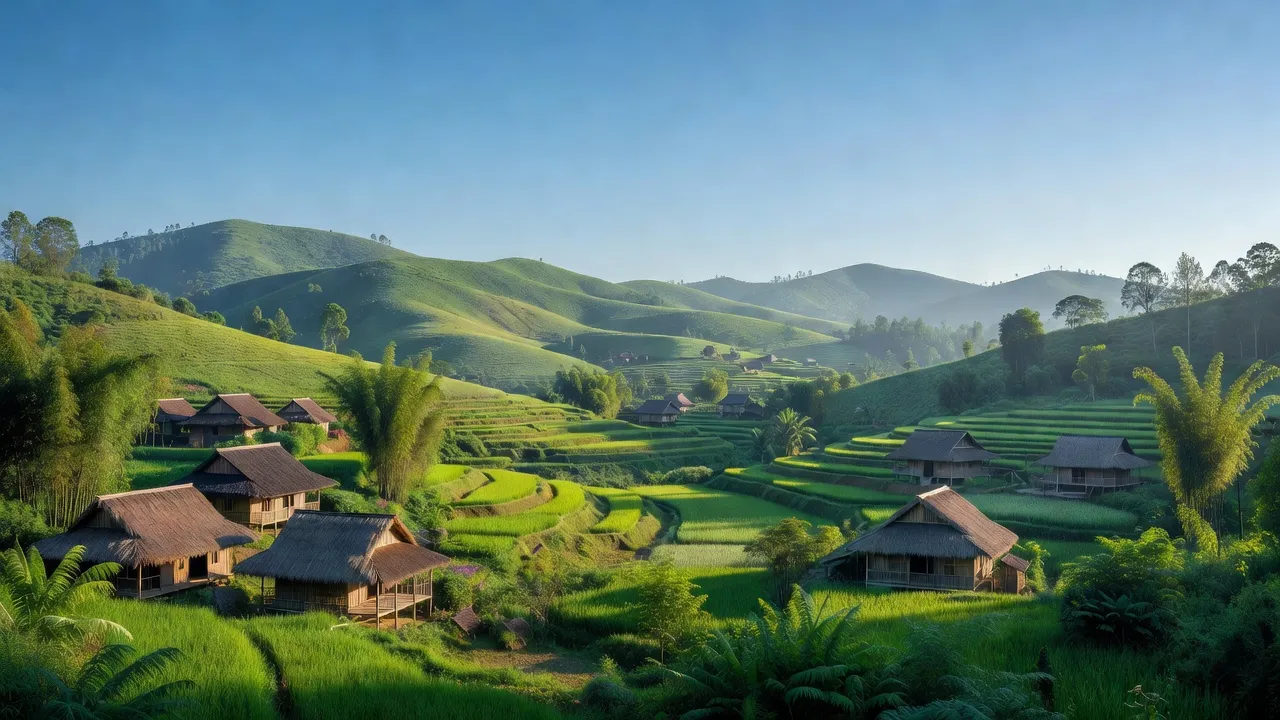 Phong Nậm village in Trùng Khánh, Cao Bằng showcasing lush hills and local culture.