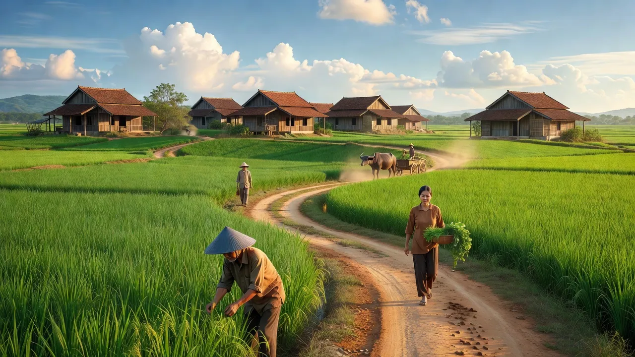 Khung cảnh bình yên xã Hòa Sơn, huyện Hòa Vang, Đà Nẵng với thiên nhiên tươi đẹp.