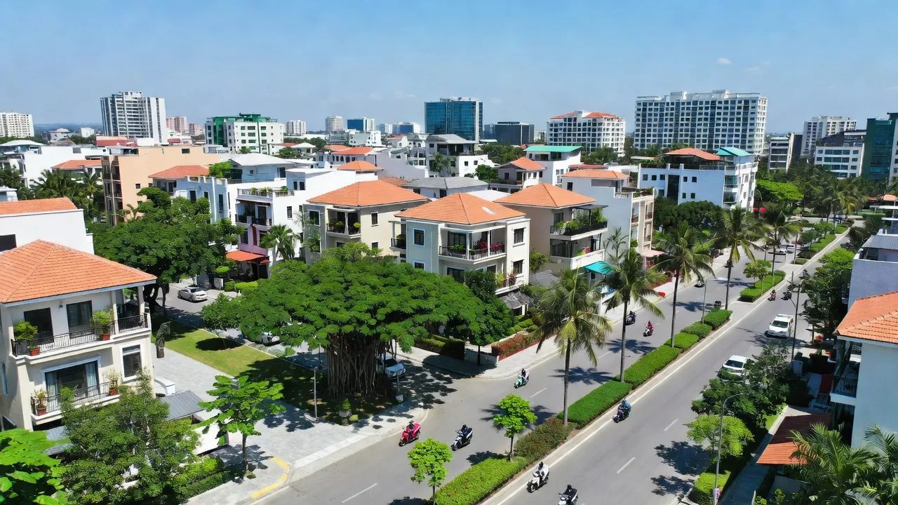 Cảnh quan Phường Hòa An, quận Cẩm Lệ, Đà Nẵng với khu dân cư và cây xanh.