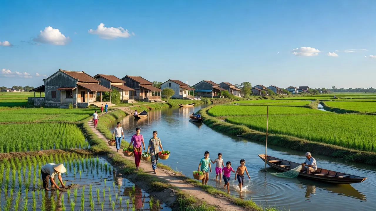 Khung cảnh Phường Hòa Thọ Đông, Quận Cẩm Lệ, Đà Nẵng bên dòng sông Cẩm Lệ, thể hiện đời sống địa phương.