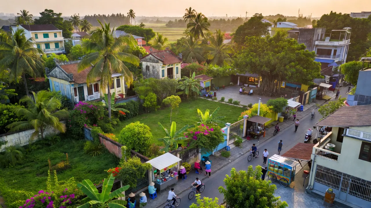 Khung cảnh đẹp của Phường Hòa Xuân, Quận Cẩm Lệ, Đà Nẵng với thiên nhiên xanh tươi và cuộc sống sôi động.