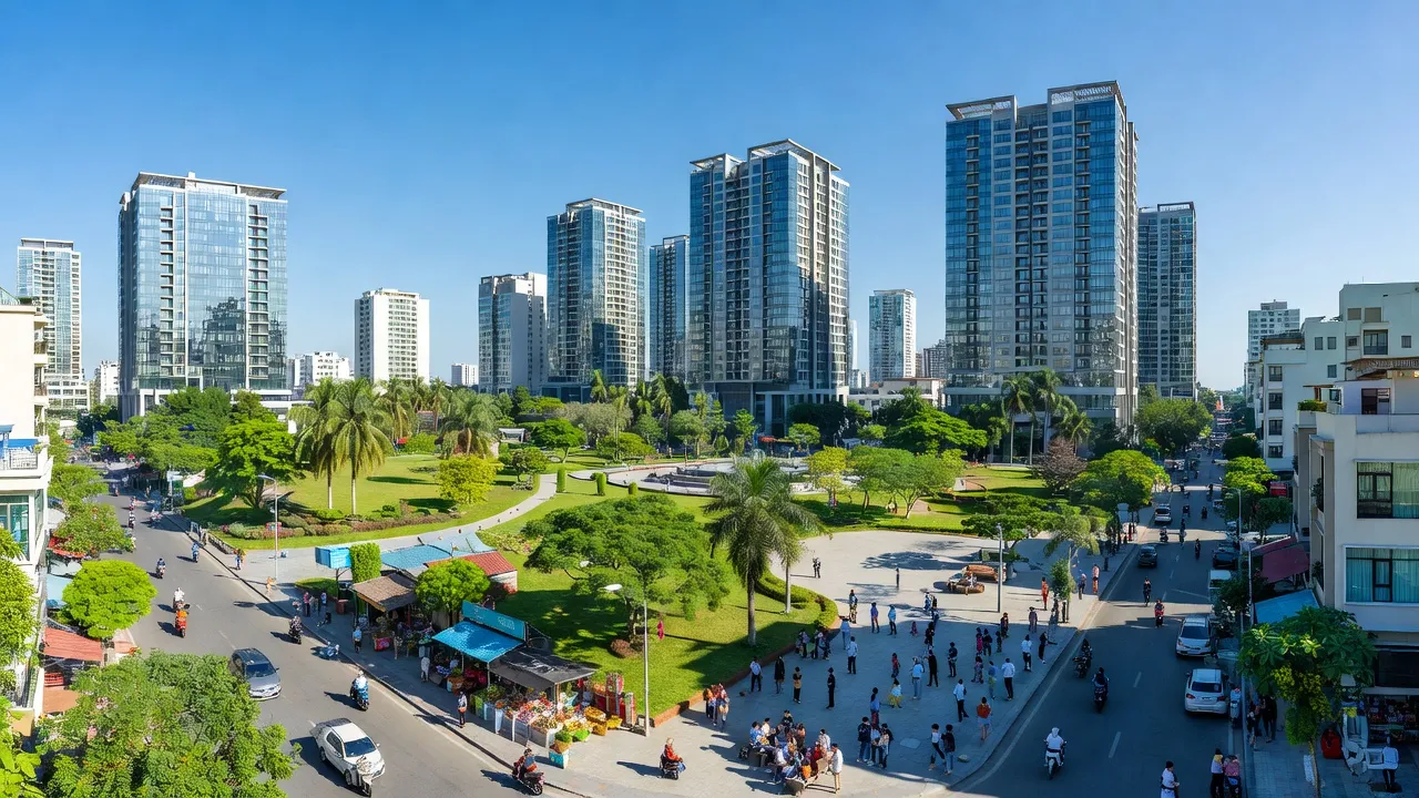 Khung cảnh Phường Hòa Minh, Quận Liên Chiểu, Đà Nẵng với thiên nhiên và kiến trúc đô thị.