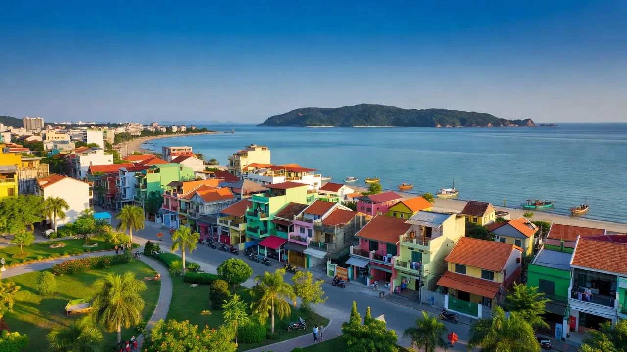 Khung cảnh Phường Thọ Quang, Quận Sơn Trà, Đà Nẵng với khu dân cư sầm uất và biển đẹp.