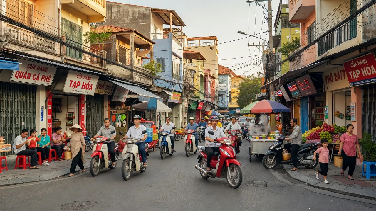 Khung cảnh sống động tại phường Thạc Gián, Quận Thanh Khê, Đà Nẵng với kiến trúc hiện đại.