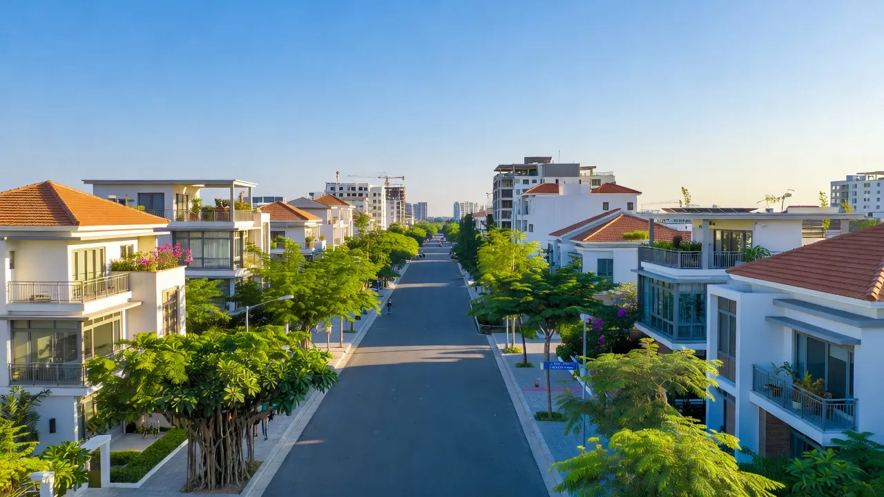 Quang cảnh phường Thanh Khê Tây, Quận Thanh Khê, Đà Nẵng, với cây xanh và nhà hiện đại.