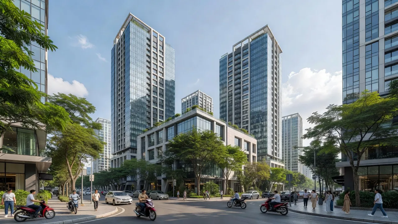Khung cảnh Phường Tân Thành, Buôn Ma Thuột, thể hiện sự phát triển đô thị và cây xanh.