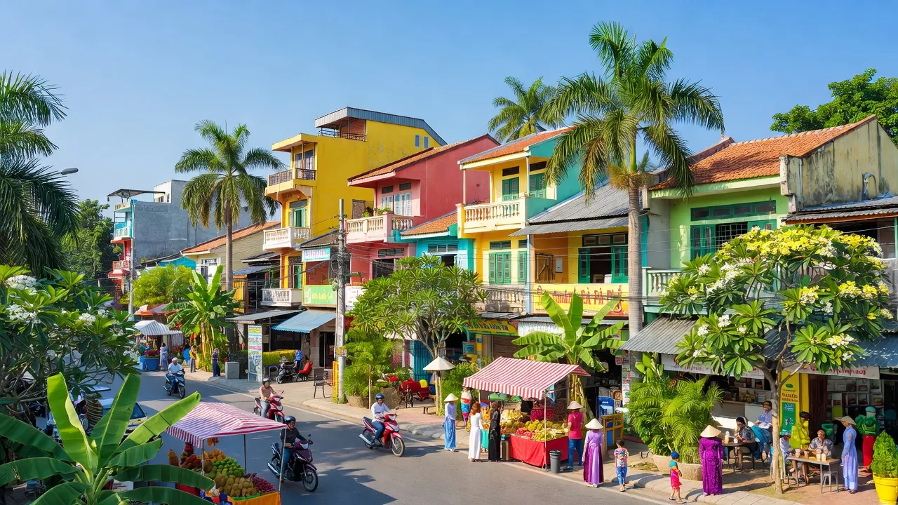Phường Tân Tiến, Buôn Ma Thuột, Đắk Lắk với không gian đô thị năng động, cây xanh và bầu trời trong xanh.