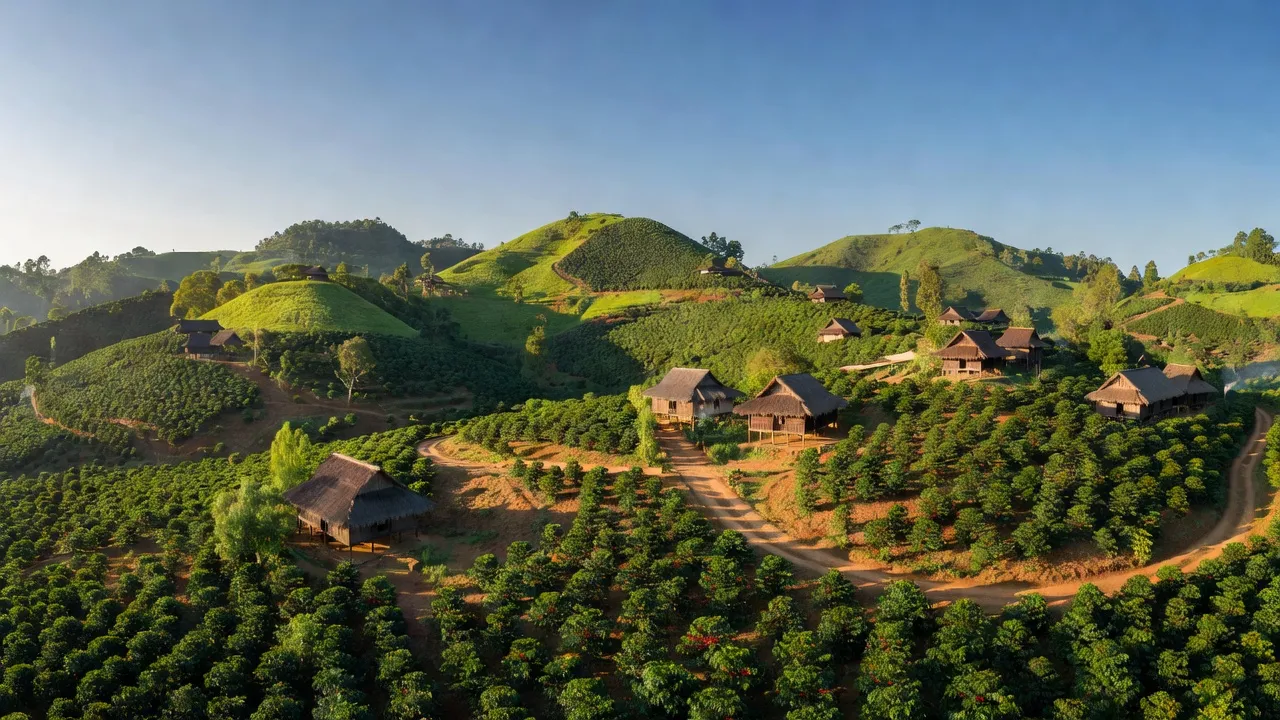 Khung cảnh Yên bình tại xã Cư Dliê M'nông với cà phê xanh tươi, huyện Cư M'gar.