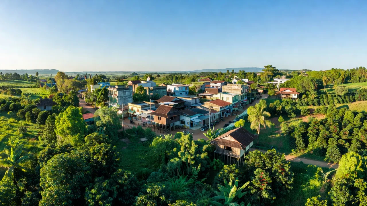 Thị trấn Ea Drăng, huyện Ea H'leo, Đắk Lắk với không gian nông thôn và kiến trúc đô thị.