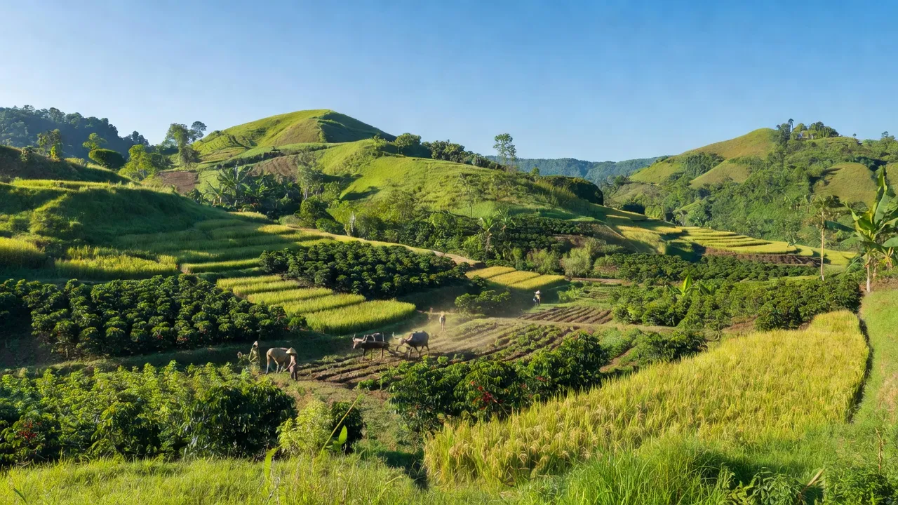 Cảnh đẹp vùng đồi núi xã Cư M'Lan, huyện Ea Súp, Đắk Lắk, nông nghiệp và thiên nhiên.