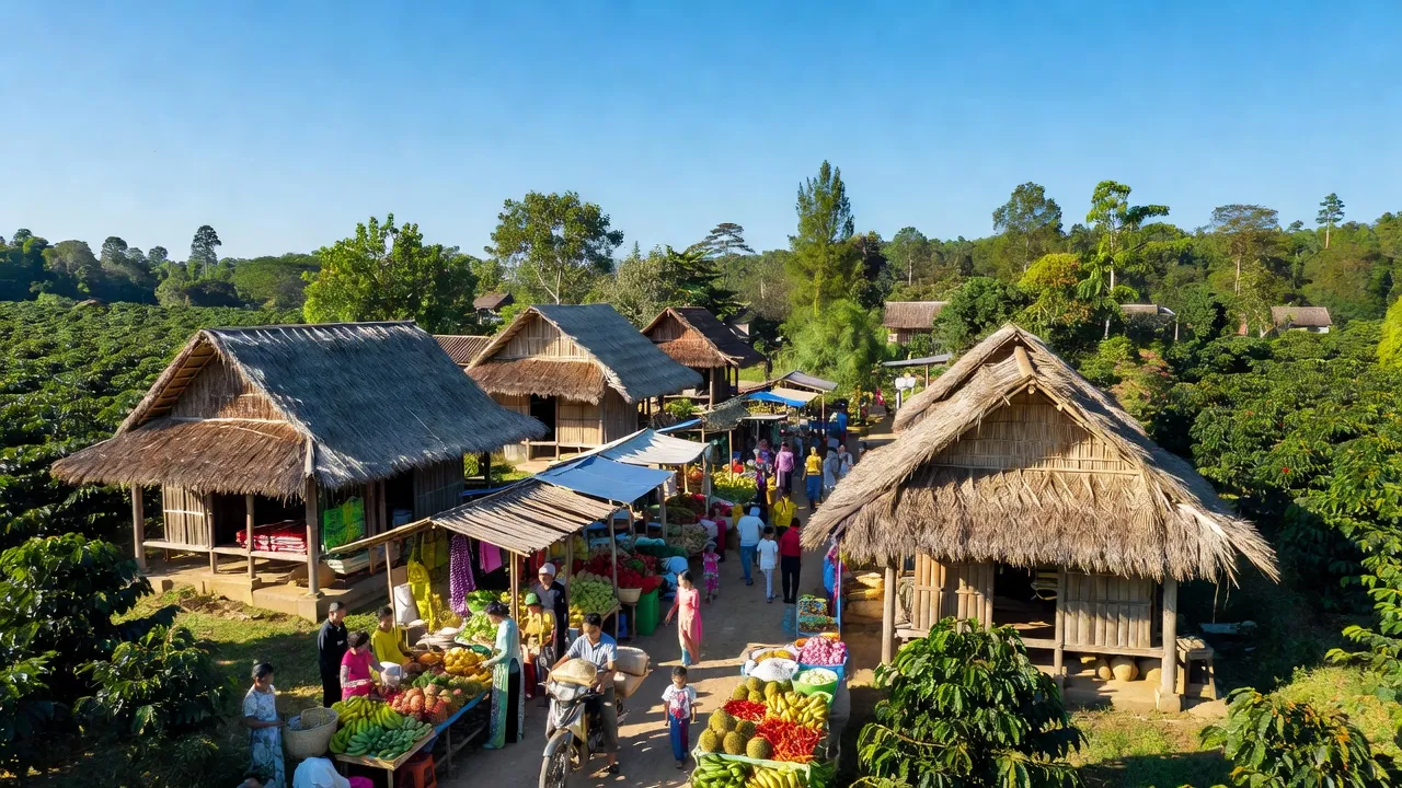 Thị trấn Buôn Trấp, huyện Krông Ana, tỉnh Đắk Lắk, thiên nhiên tươi đẹp và cuộc sống nhộn nhịp.