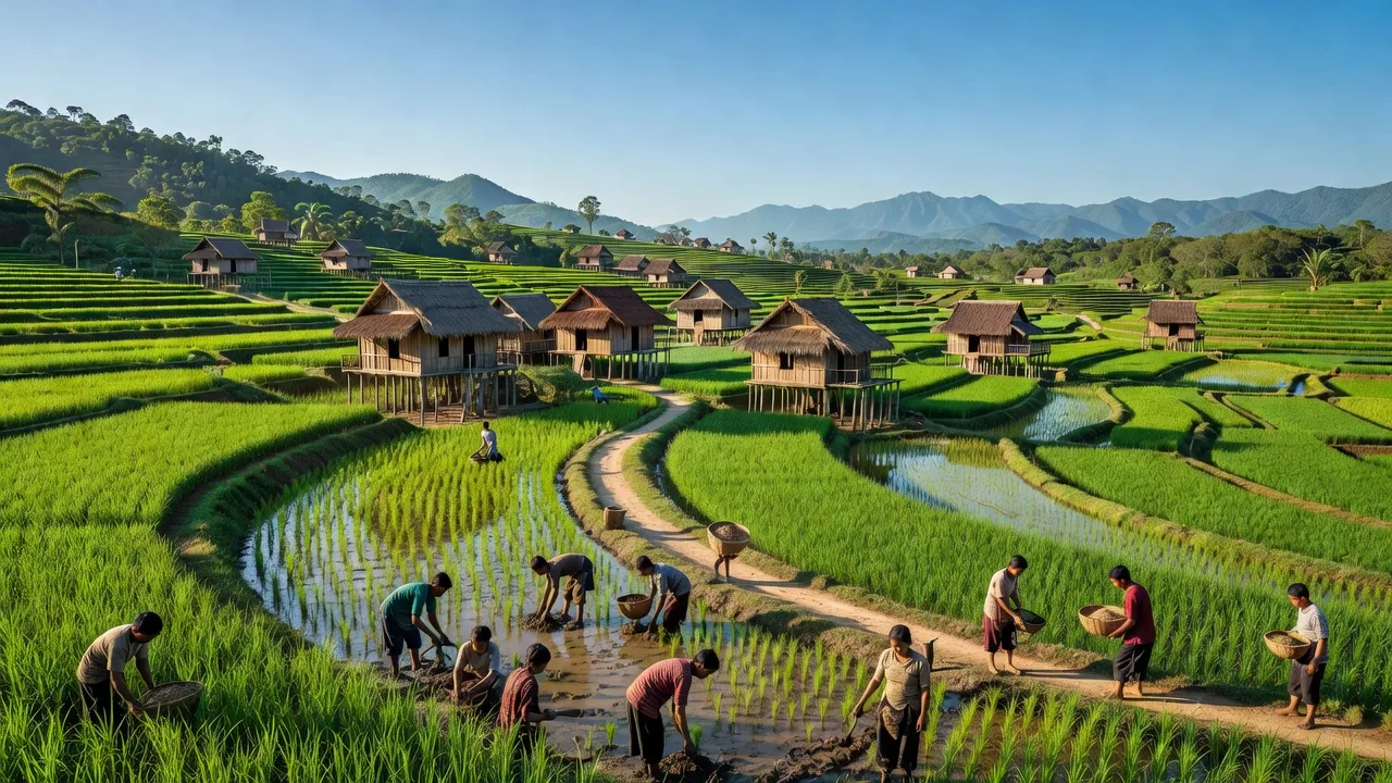 Cảnh đẹp xã Cư M'ta, huyện M'Đrắk, tỉnh Đắk Lắk với cảnh sắc tự nhiên và đời sống nông thôn.
