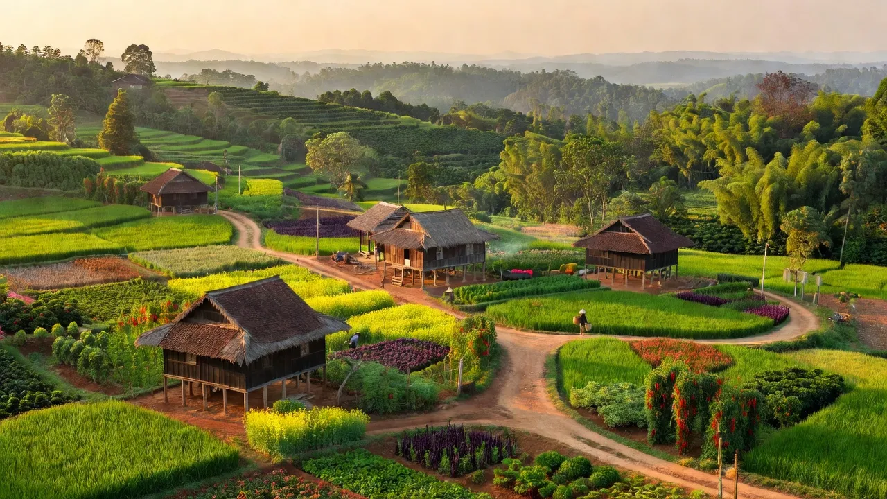 Quang cảnh Xã Thuận An, huyện Đắk Mil, tỉnh Đắk Nông, gần biên giới Campuchia, thiên nhiên xanh tươi.
