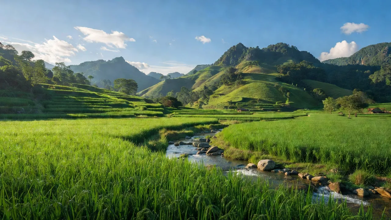 Cảnh quan xanh tươi của xã Đắk Ru, huyện Đắk R'Lấp, tỉnh Đắk Nông, cùng đường quốc lộ 14.