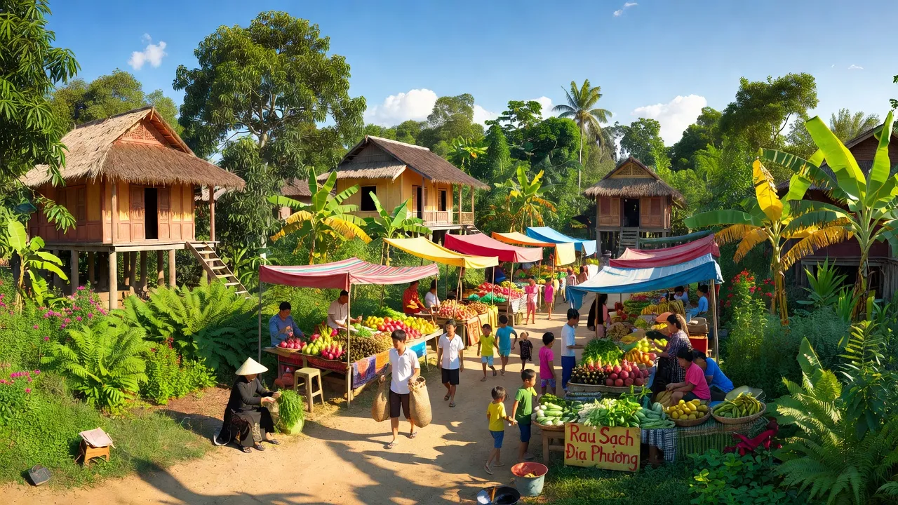 Thị trấn Kiến Đức, huyện Đắk R'Lấp, tỉnh Đắk Nông với cảnh quan thiên nhiên và hoạt động kinh tế sôi nổi.