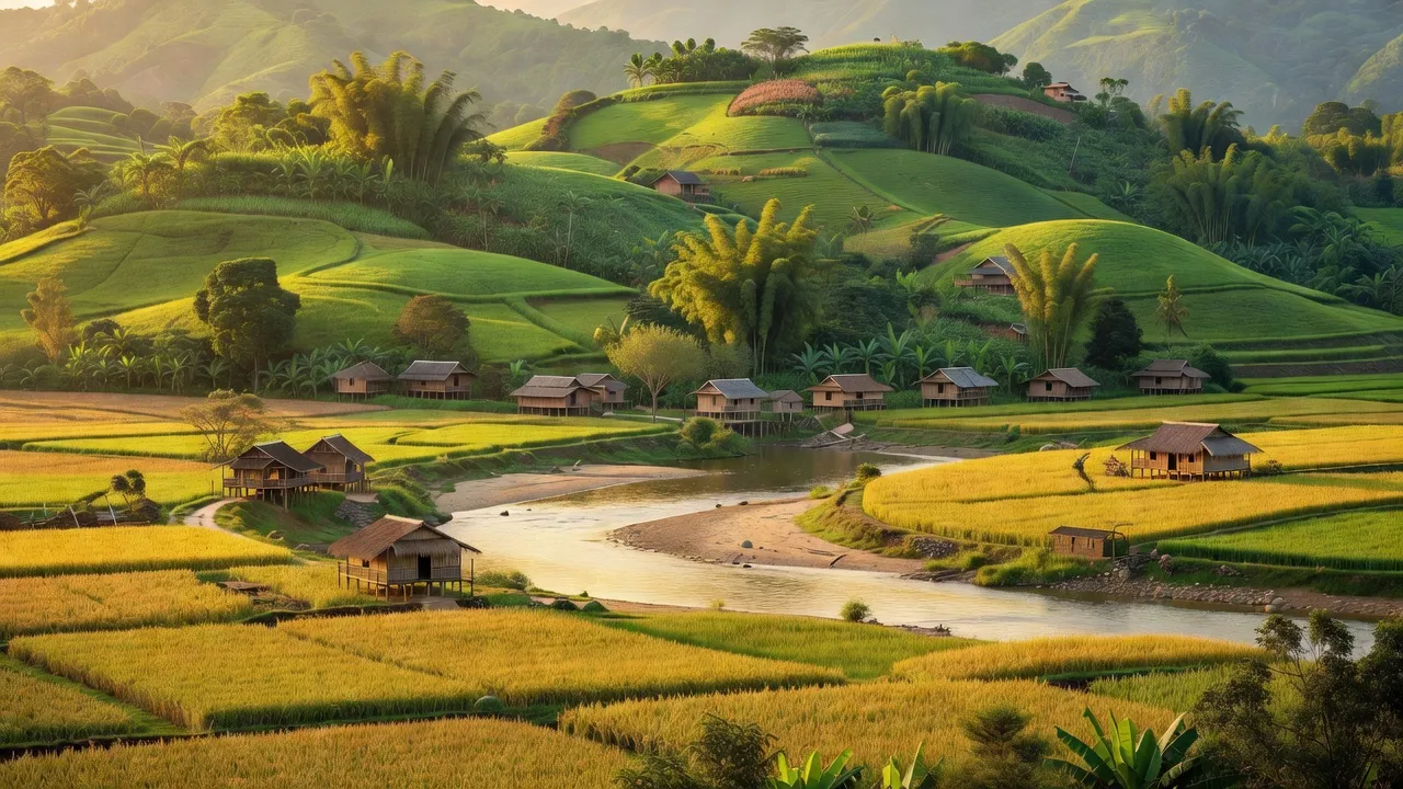 Huyện Đắk Song, tỉnh Đắk Nông với phong cảnh tự nhiên và không gian xanh, cánh đồng và bản làng truyền thống.