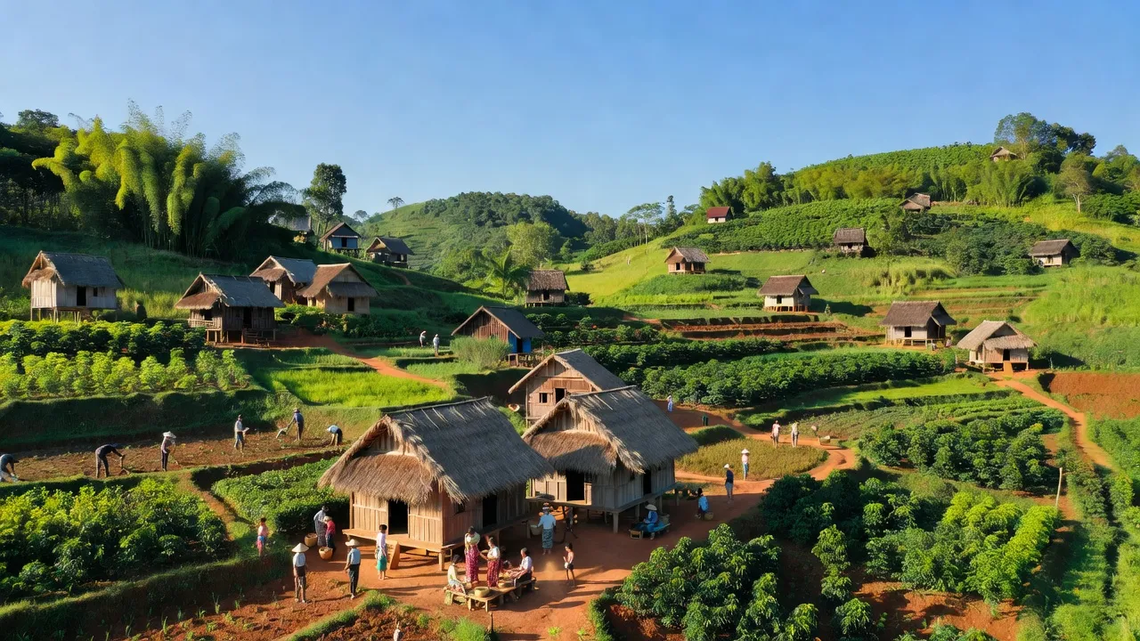 Khung cảnh Xã Đắk Hòa, huyện Đắk Song, Đắk Nông với thiên nhiên xanh mát và cuộc sống địa phương.