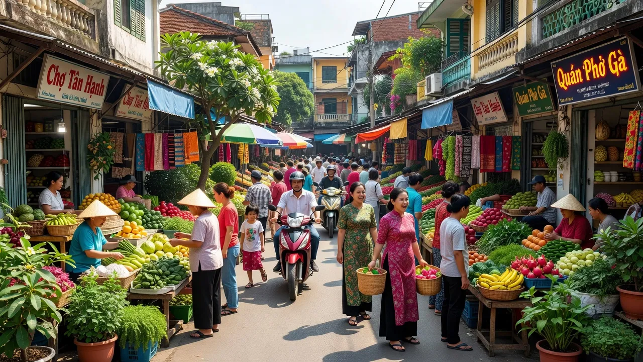 Phường Tân Hạnh, Biên Hòa, Đồng Nai, nhộn nhịp với hoạt động thương mại và đời sống hàng ngày.