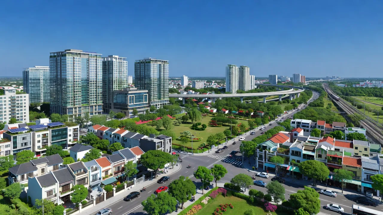 Hình ảnh khu vực Phường Thống Nhất, Thành phố Biên Hòa, tỉnh Đồng Nai với phát triển đô thị hiện đại.