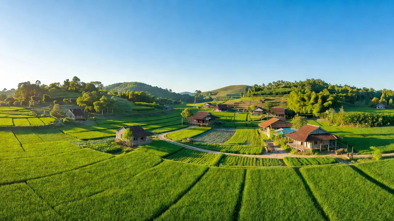 Cảnh sắc nông thôn xanh tươi tại xã Xuân Đông, huyện Cẩm Mỹ, tỉnh Đồng Nai.