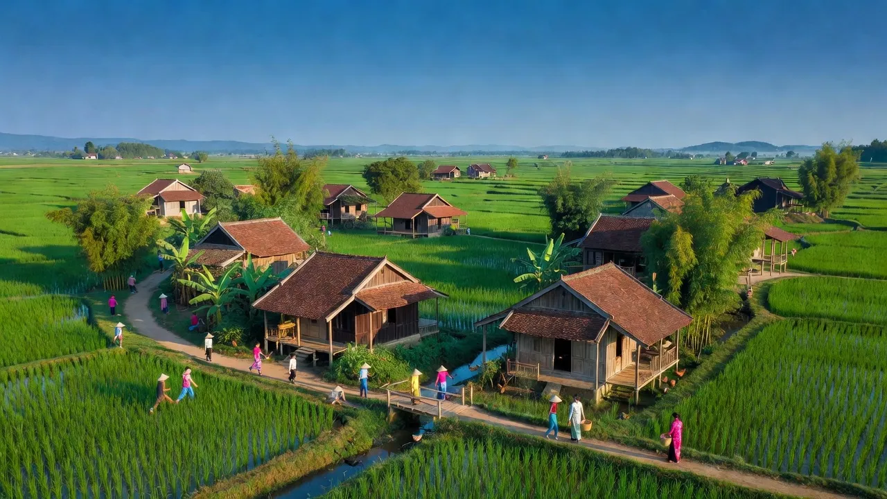 Xuân Đường village in Cẩm Mỹ, Đồng Nai with green landscapes and traditional houses showing local life.
