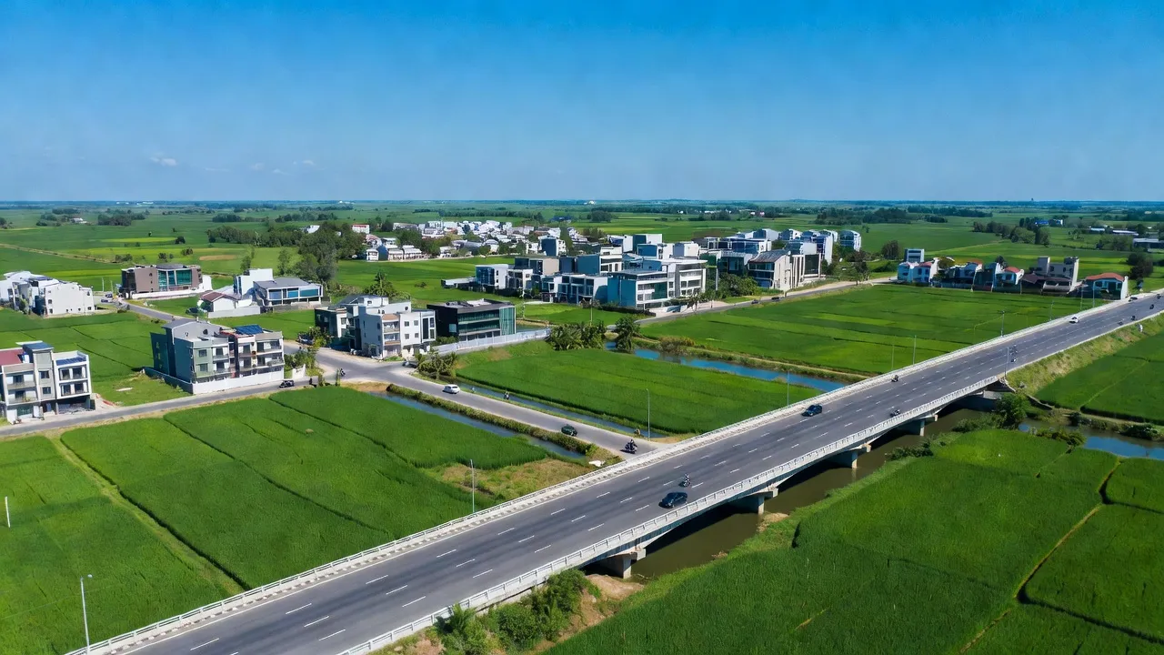 Phong cảnh xã Phước Thiền, Nhơn Trạch, Đồng Nai với thiên nhiên xanh tươi và phát triển đô thị.