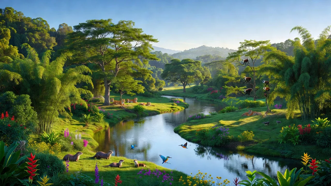 Khung cảnh thiên nhiên tươi đẹp của xã Nam Cát Tiên, huyện Tân Phú, tỉnh Đồng Nai.