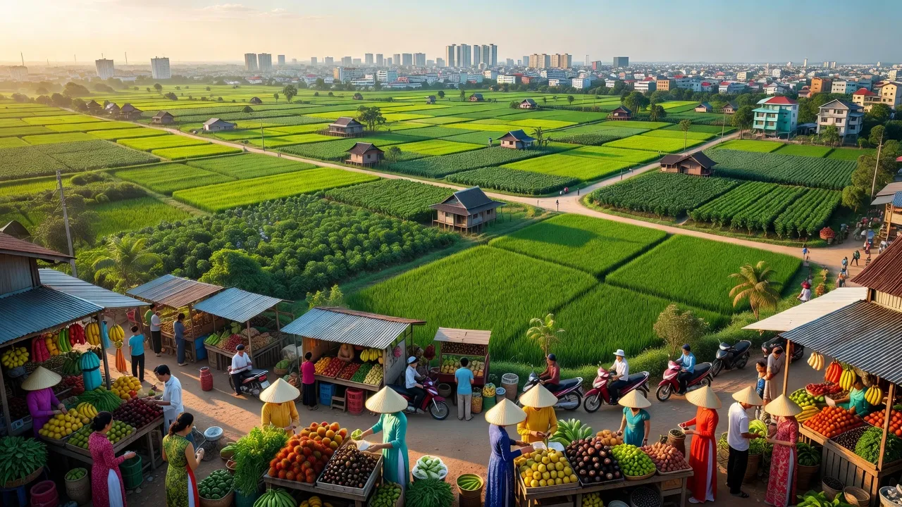 Khung cảnh Huyện Thống Nhất, Tỉnh Đồng Nai với thị trấn Dầu Giây và vùng nông thôn xanh tươi.