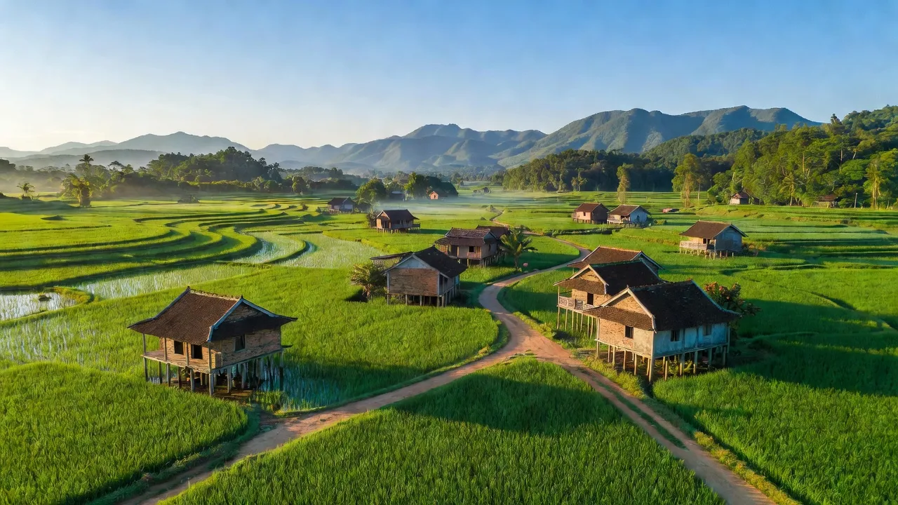 Cảnh đẹp Xã Sông Trầu, huyện Trảng Bom, tỉnh Đồng Nai với phong cảnh xanh mướt và bầu trời trong xanh.
