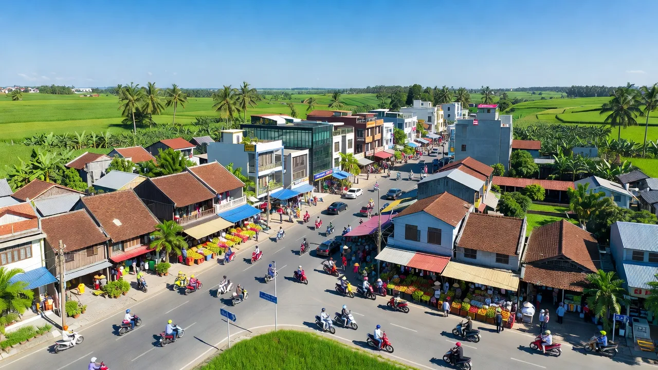 Thị trấn Gia Ray, huyện Xuân Lộc, Đồng Nai, với cảnh sắc sống động và hạ tầng phát triển.