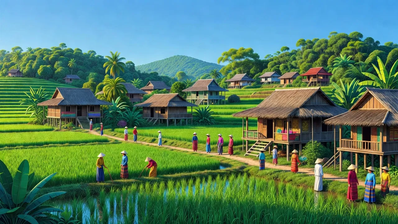 Xuân Trường, huyện Xuân Lộc, Đồng Nai: phong cảnh xanh tươi, nhà truyền thống và đồng ruộng.