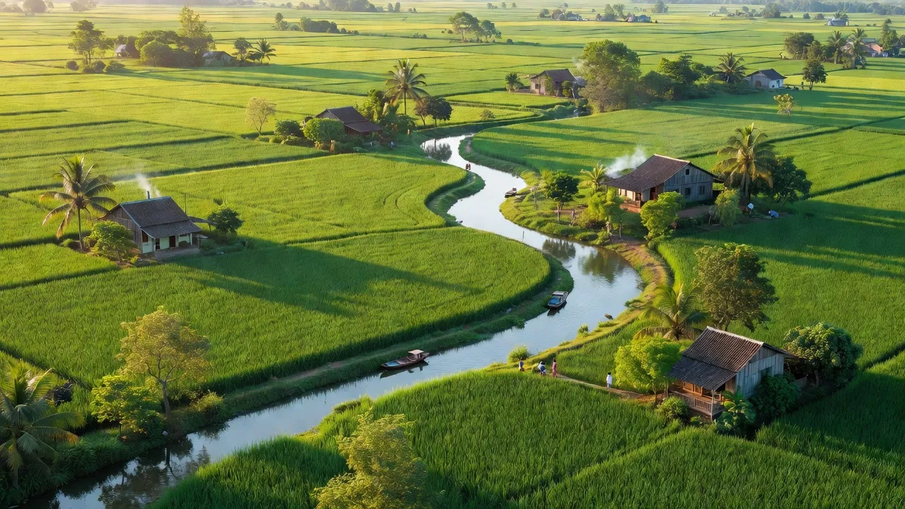 Cảnh đồng ruộng xanh tại xã Long Thuận, huyện Hồng Ngự, tỉnh Đồng Tháp, thu hút sự chú ý.