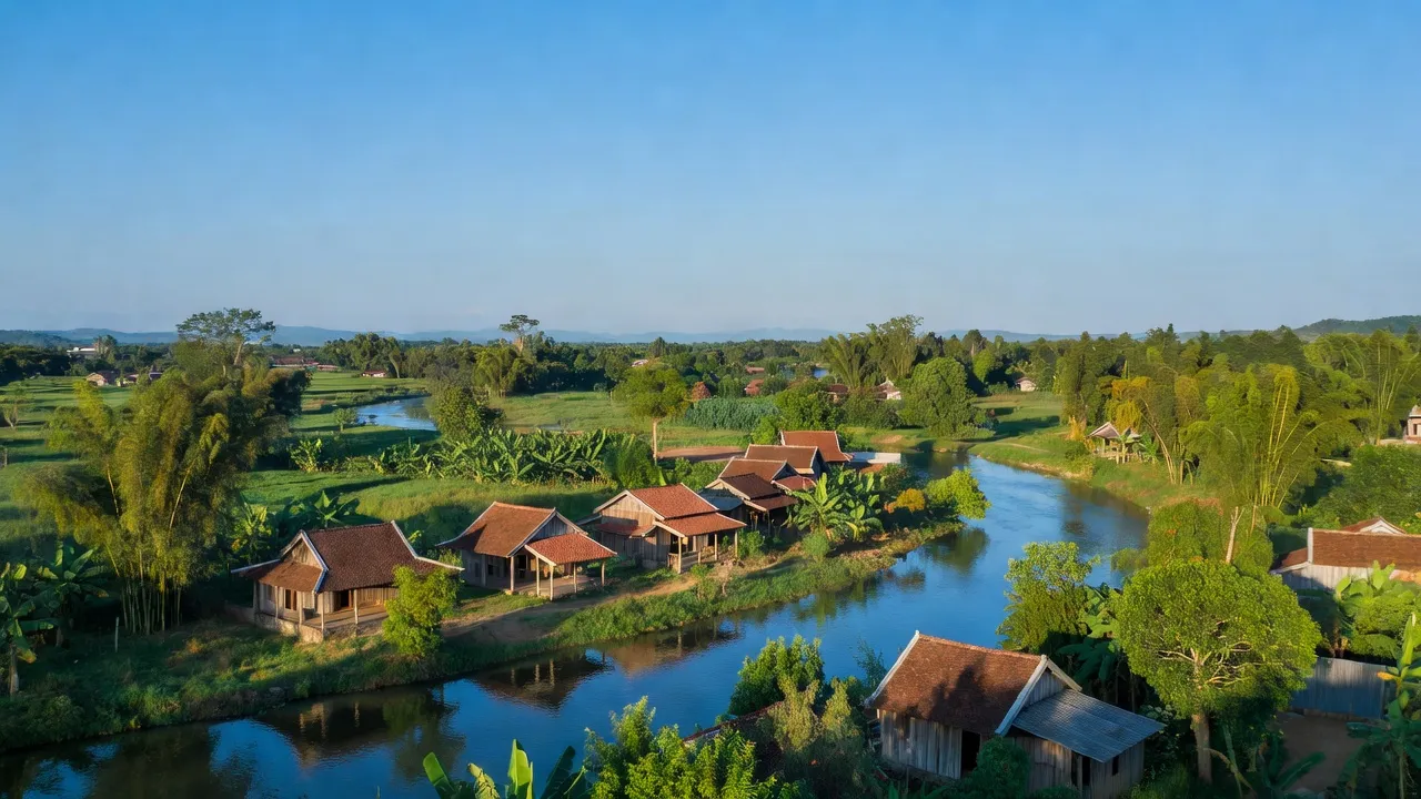 Cảnh quan Phường An Phú, Thị xã An Khê, Tỉnh Gia Lai với sông Ba và thiên nhiên xanh tươi.
