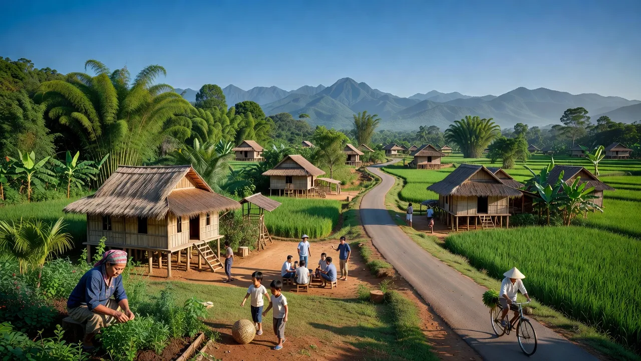 Phường Sông Bờ, Thị xã Ayun Pa, tỉnh Gia Lai with green landscapes and local architecture.