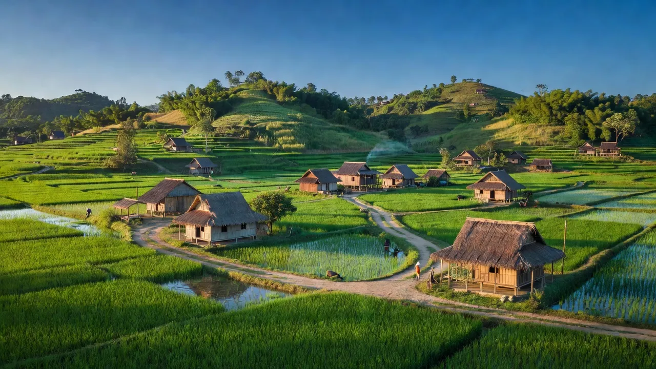 Khung cảnh hữu tình ở xã Đăk Tơ Ver, huyện Chư Păh, tỉnh Gia Lai với cây cối xanh tươi.