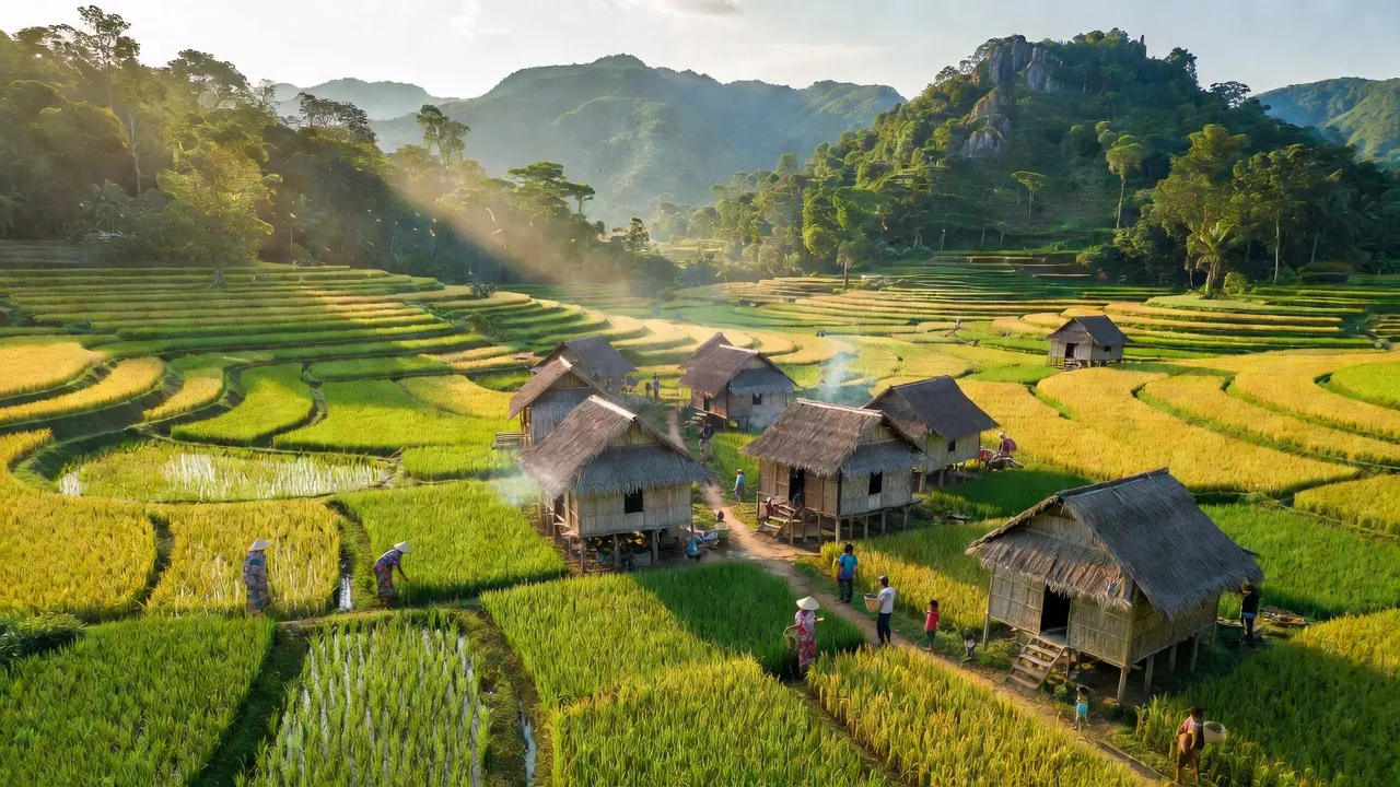 Cảnh quan xã Hà Tây, huyện Chư Păh, tỉnh Gia Lai với núi non tuyệt đẹp và bản làng Bahnar.
