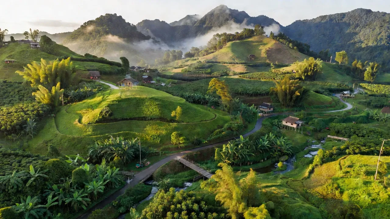 Khung cảnh xanh tươi của xã Ia Glai, huyện Chư Sê, tỉnh Gia Lai với khí hậu nhiệt đới.