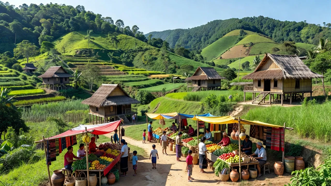 Cảnh thiên nhiên huyện Đăk Đoa, Gia Lai với đồi núi xanh và văn hóa Bahnar độc đáo.
