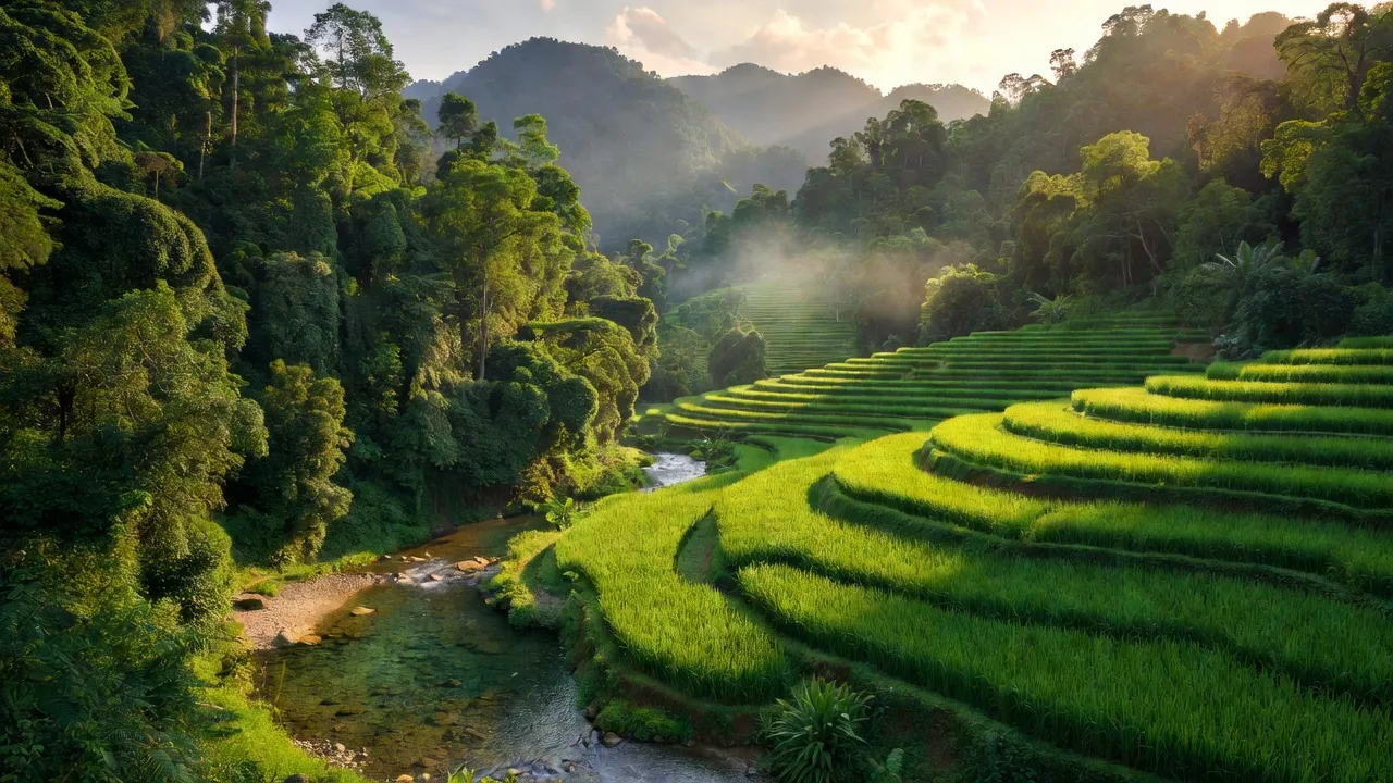 Xã Đăk Krong huyện Đăk Đoa Gia Lai, cảnh thiên nhiên tuyệt đẹp với núi rừng và cánh đồng.