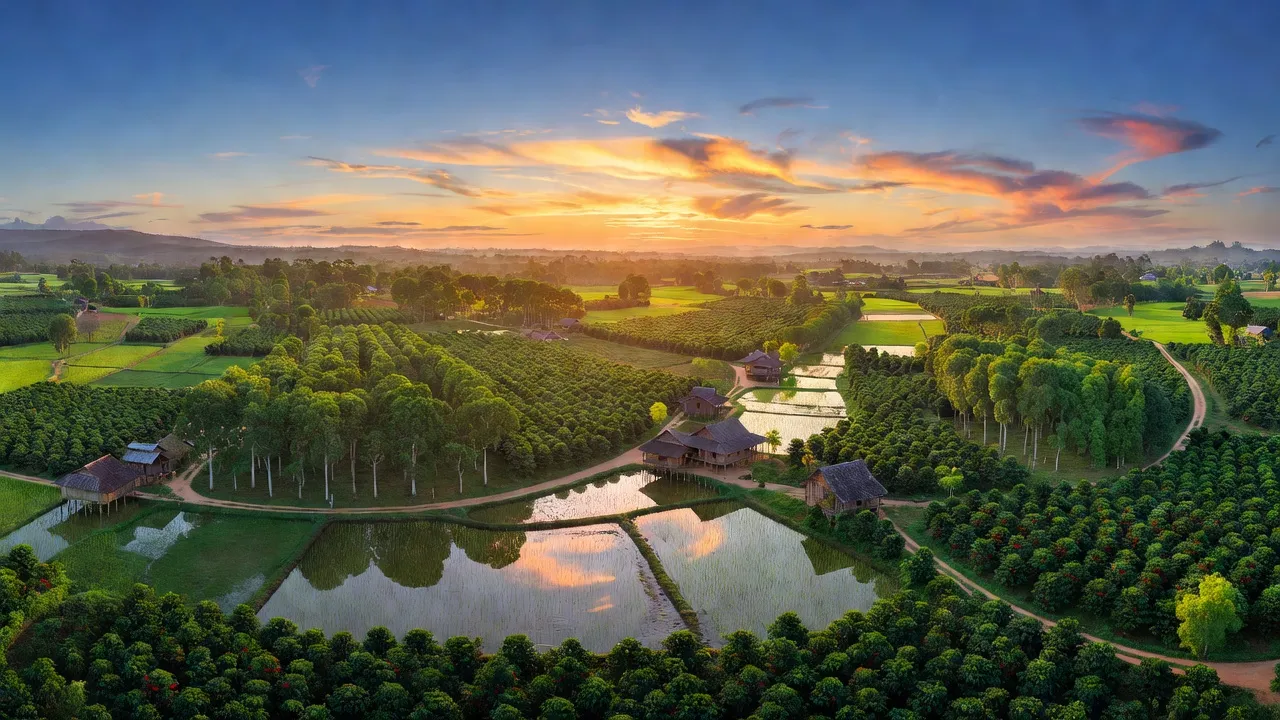 Khung cảnh thiên nhiên xã Ia Krai, Ia Grai, Gia Lai với đồn điền cao su và cà phê.