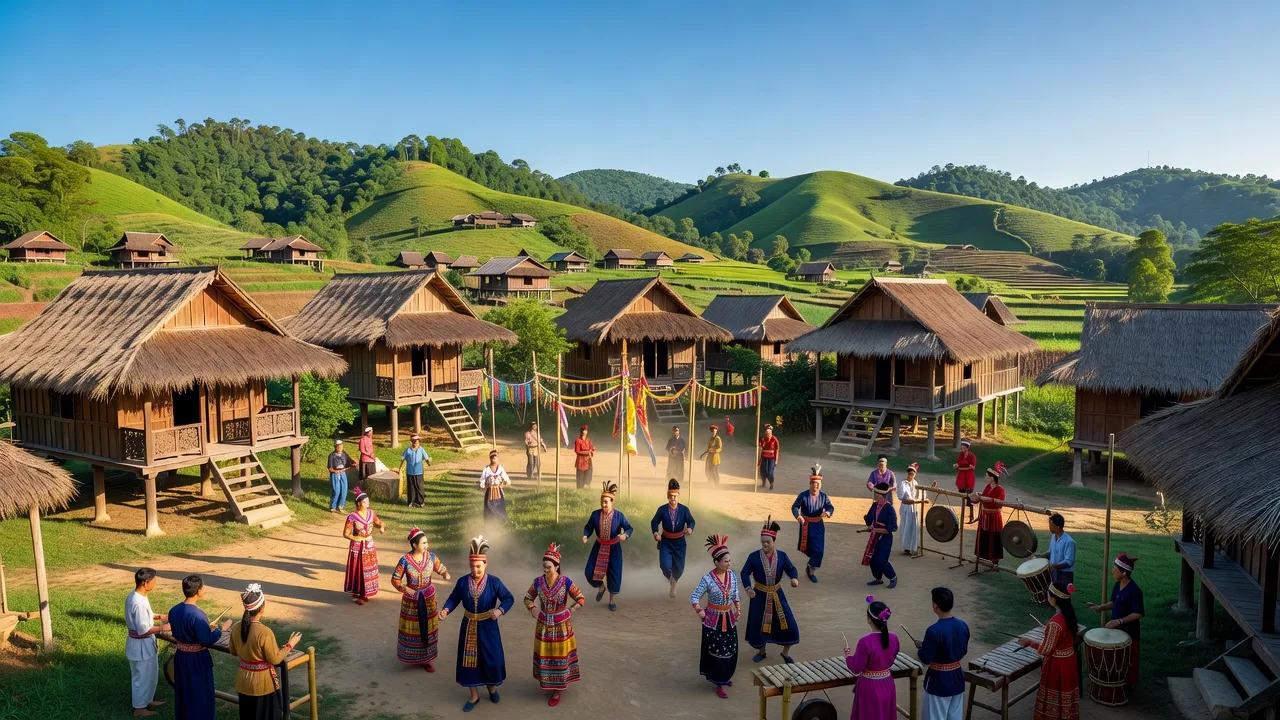 Cảnh quan đẹp xã Kông Lơng Khơng, huyện KBang, tỉnh Gia Lai với lễ hội truyền thống và thiên nhiên xanh tươi.