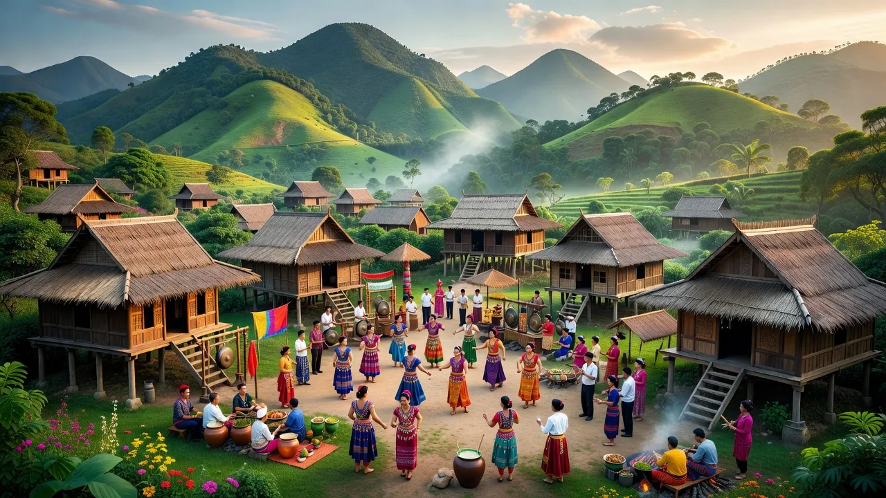 Khung cảnh thiên nhiên xã Kông Lơng Khơng, Huyện KBang, đậm chất văn hóa cộng đồng của 12 dân tộc.