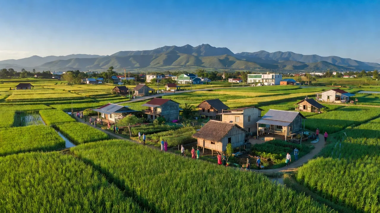 Cảnh đẹp xã Trà Đa, thành phố Pleiku, tỉnh Gia Lai, chuyển mình từ nông thôn sang đô thị.