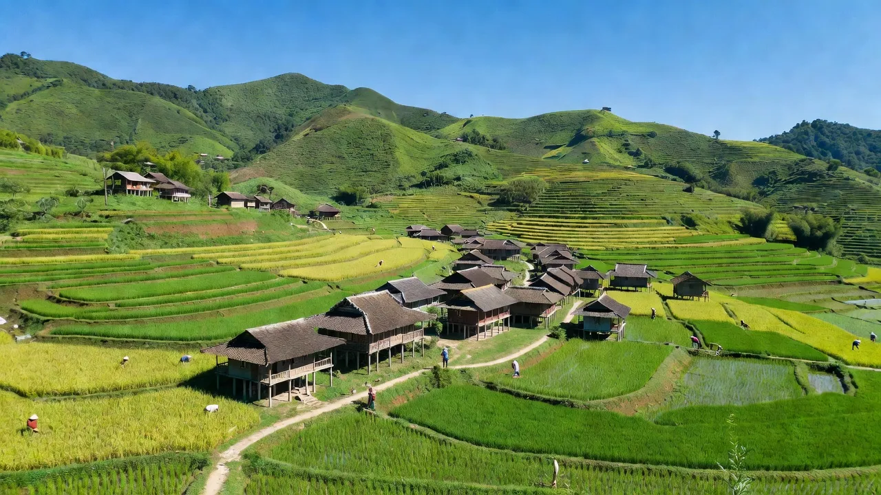 Khung cảnh tuyệt đẹp xã Đường Hồng, huyện Bắc Mê, tỉnh Hà Giang với đồi núi xanh tươi.